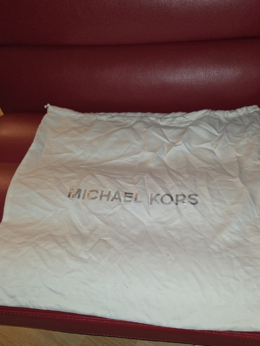 Michael Kors White Drawstring Dust Bag with Silver Logo